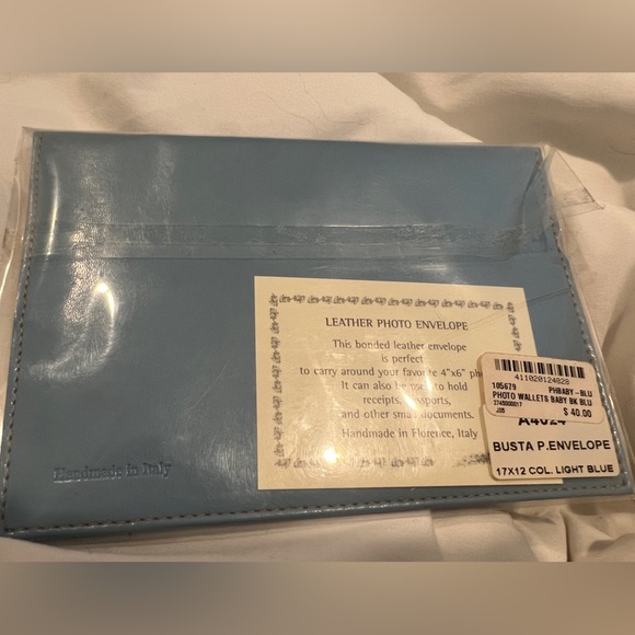 Pink & Blue Leather Photo Envelopes Handmade in Italy! Great gift! - Picture 5 of 5